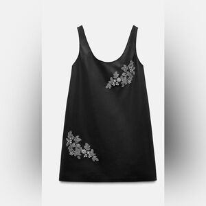 Zara Faux Leather Beaded Elegant Black Dress ZW Collection Size XS!